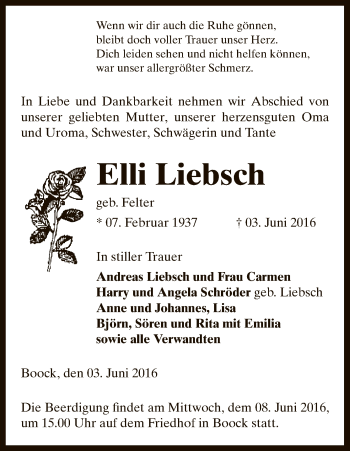 Traueranzeige von Elli Liebsch von Uelzen