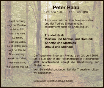 Traueranzeige von Peter Raab von Uelzen