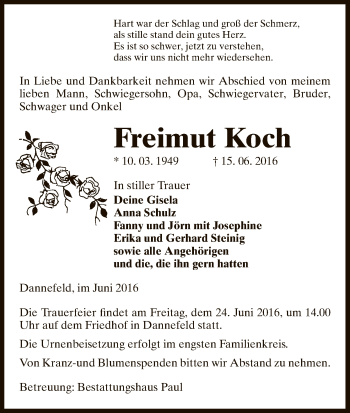 Traueranzeige von Freimut Koch von Uelzen