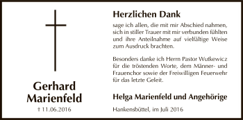 Traueranzeige von Gerhard Marienfeld von Uelzen