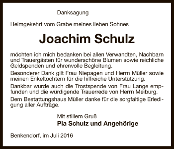 Traueranzeige von Joachim Schulz von Uelzen