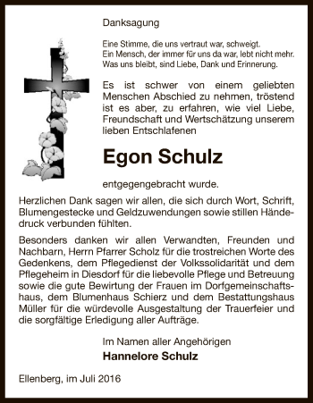 Traueranzeige von Egon Schulz von Uelzen