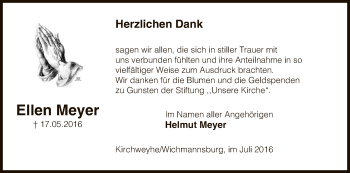 Traueranzeige von Ellen Meyer von Uelzen