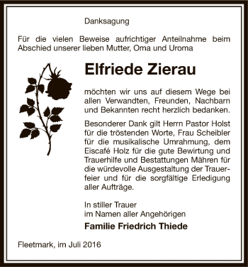 Traueranzeige von Elfriede Zierau von Uelzen