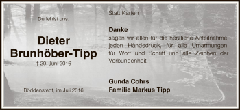 Traueranzeige von Dieter Brunhöber-Tipp von Uelzen