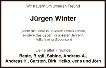 Traueranzeige von Jürgen Winter von Uelzen