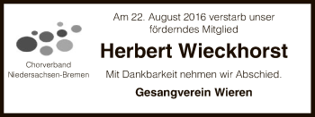 Traueranzeige von Herbert Wieckhorst von Uelzen