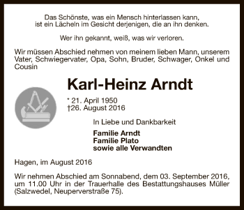 Traueranzeige von Karl-Heinz Arndt von Uelzen