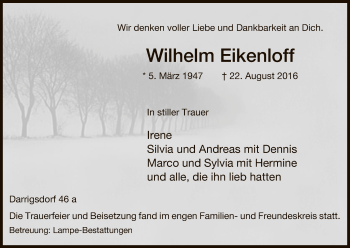 Traueranzeige von Wilhelm Eikenloff von Uelzen