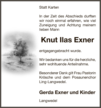 Traueranzeige von Knut Ilas Exner von Uelzen