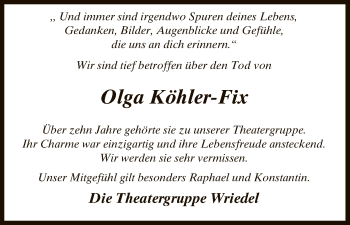 Traueranzeige von Olga Köhler-Fix von Uelzen