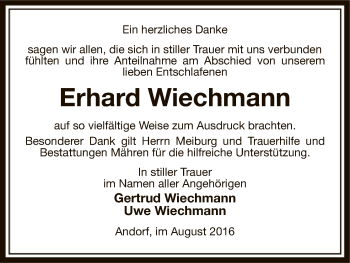 Traueranzeige von Erhard Wiechmann von Uelzen