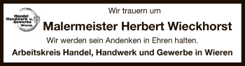Traueranzeige von Herbert Wieckhorst von Uelzen