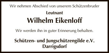 Traueranzeige von Wilhelm Eikenloff von Uelzen
