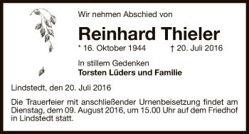 Traueranzeige von Reinhard Thieler von Uelzen