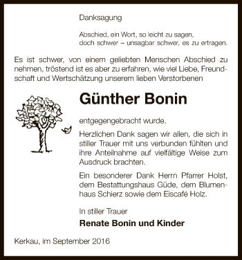 Traueranzeige von Günther Bonin von Uelzen