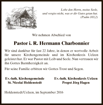 Traueranzeige von Hermann Charbonnier von Uelzen