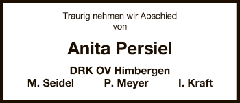 Traueranzeige von Anita Persiel von Uelzen