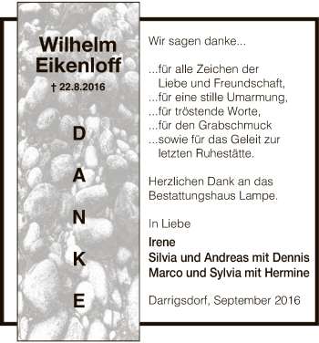 Traueranzeige von Wilhelm Eikenloff von Uelzen