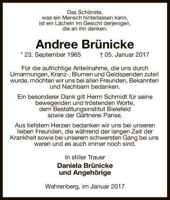 Traueranzeige von Andree Brünicke von Uelzen