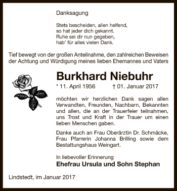 Traueranzeige von Burkhard Niebuhr von Uelzen