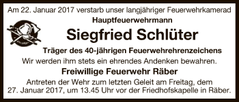 Traueranzeige von Siegfried Schlüter von Uelzen