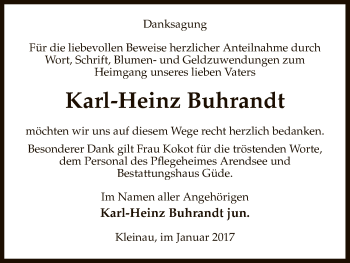 Traueranzeige von Karl-Heinz Buhrandt von Uelzen