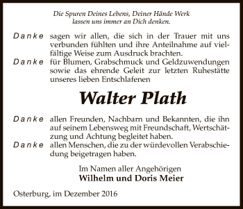 Traueranzeige von Walter Plath von Uelzen