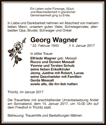 Traueranzeige von Georg Wagner von Uelzen