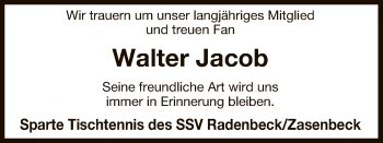 Traueranzeige von Walter Jacob von Uelzen