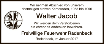 Traueranzeige von Walter Jacob von Uelzen