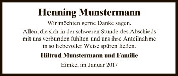 Traueranzeige von Henning Munstermann von Uelzen