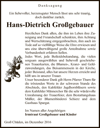 Traueranzeige von Hans-Dietrich Großgebauer von Uelzen