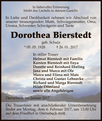 Traueranzeige von Dorothea Bierstedt von Uelzen