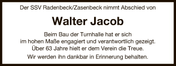 Traueranzeige von Walter Jacob von Uelzen