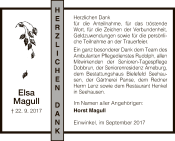 Traueranzeige von Elsa Magull von Uelzen