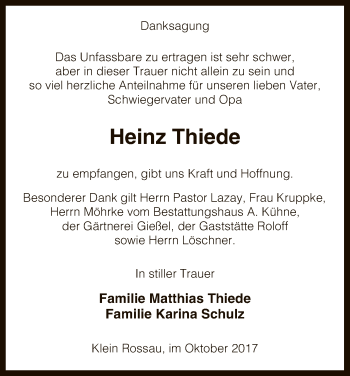 Traueranzeige von Heinz Thiede von Uelzen