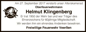 Traueranzeige von Helmut Klingenberg von Uelzen