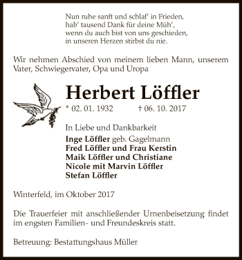 Traueranzeige von Herbert Löffler von Uelzen