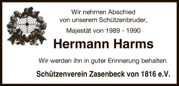 Traueranzeige von Hermann Harms von Uelzen