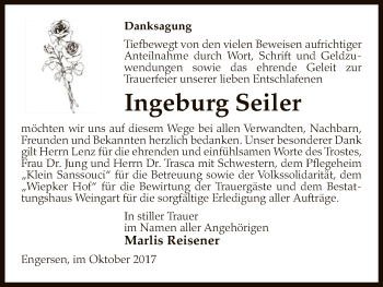 Traueranzeige von Ingeburg Seiler von Uelzen