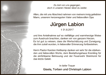 Traueranzeige von Jürgen Labion von Uelzen