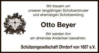 Traueranzeige von Otto Beyer von Uelzen