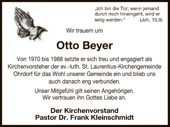 Traueranzeige von Otto Beyer von Uelzen