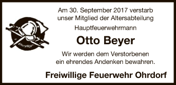 Traueranzeige von Otto Beyer von Uelzen