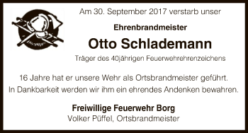 Traueranzeige von Otto Schlademann von Uelzen