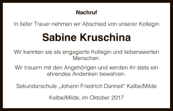 Traueranzeige von Sabine Kruschina von Uelzen