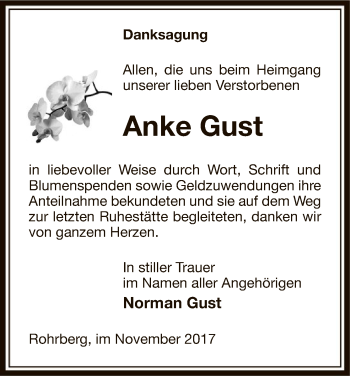 Traueranzeige von Anke Gust von Uelzen