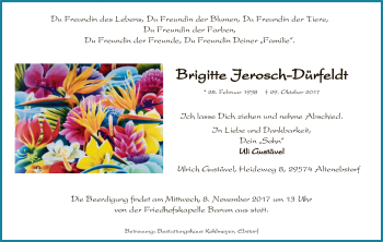 Traueranzeige von Brigitte Jerosch-Dürfeldt von Uelzen