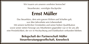 Traueranzeige von Ernst Müller von Uelzen